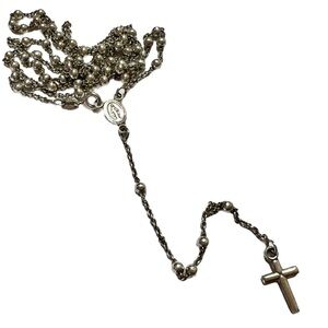 Petite Sterling Silver Italian Italy 925 Rosary Cross